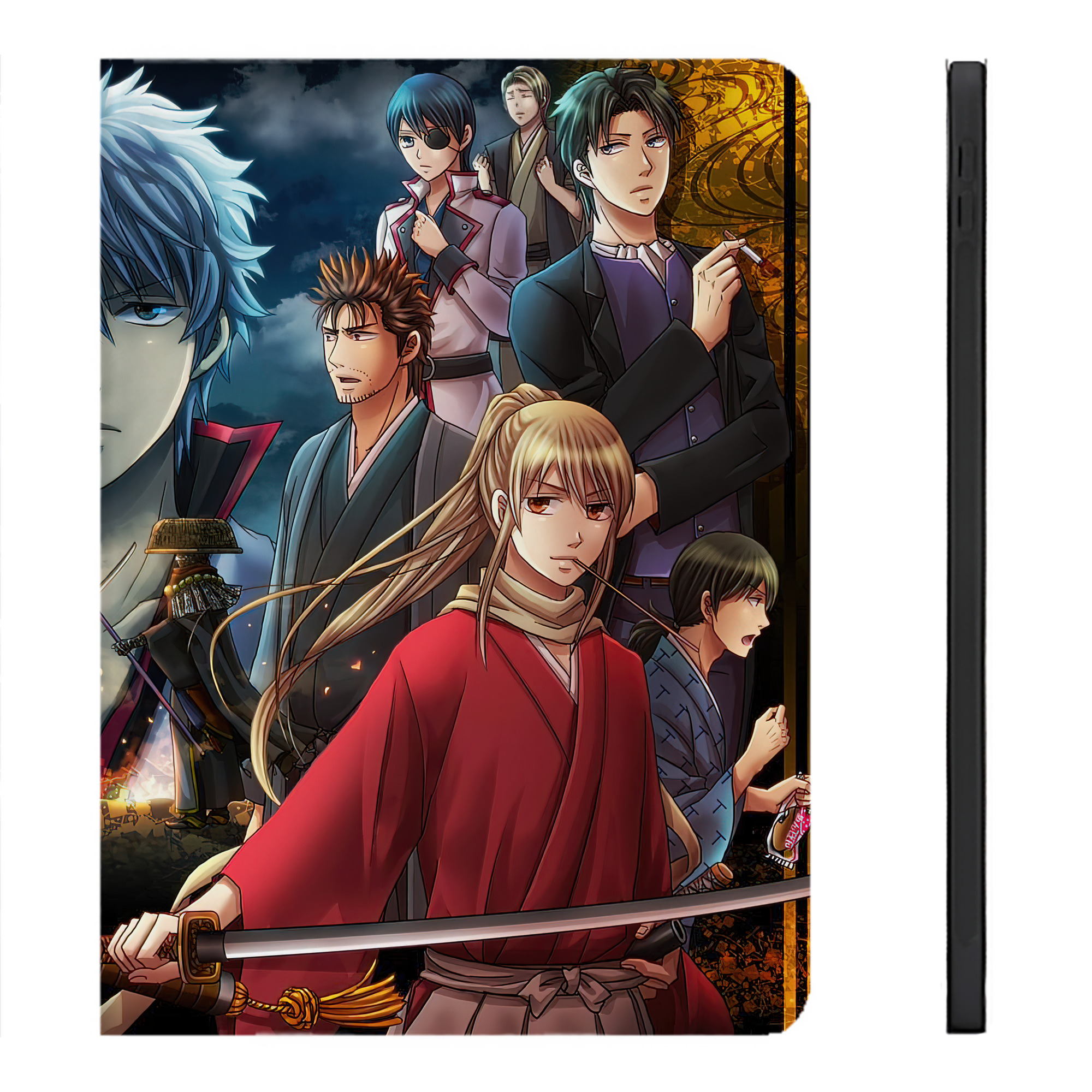 （画像用） ぎんたま 坂田銀時（さかたぎんとき） 神楽 志村新八（しむら しんぱち） GINTAMA Sakata Gintoki Kagura Shimura Shinpachi IPadケース ペンホルダー付き ブックスタイルデザイン